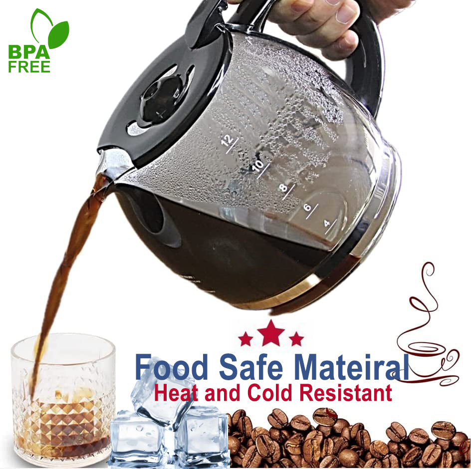 Coffee Machine Replacement 12CUP Glass Carafe, Fit With Hamilton Beach 49902 49904, 46290 46299 46293 43874 49630 49615