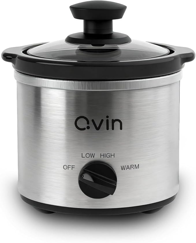 Cualiuit 0.65 Quart Mini Slow Cooker β Compact Personal Crock Pot with Adjustable Temperature Control & Glass Lid