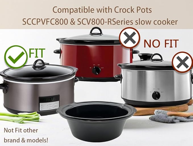 8Qt Slow Cooker Ceramic Pot for Crockpot SCCPVFC800 SCV800