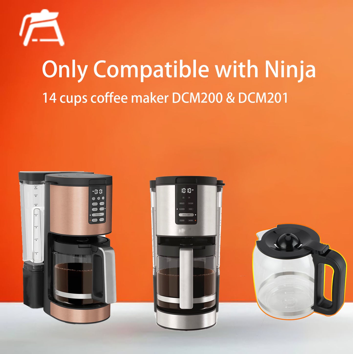 14-Cup Coffee Maker Carafe, Replacement for Ninja DCM201, DCM201CP, DCM201BK 14-Cup PRO Coffee Maker
