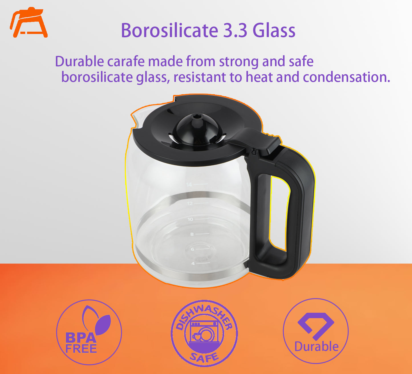 14-Cup Coffee Maker Carafe, Replacement for Ninja DCM201, DCM201CP, DCM201BK 14-Cup PRO Coffee Maker