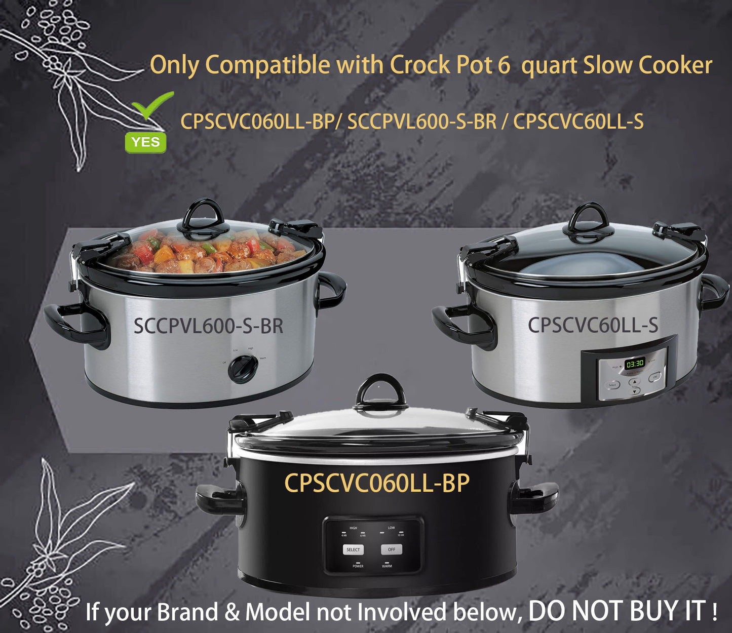 Oval Glass Lid Compatible with Crock Pot 6 Quart Slow Cooker SCCPVL600-S-BR, CPSCVC60LL-S, CPSCVC060LL-BP