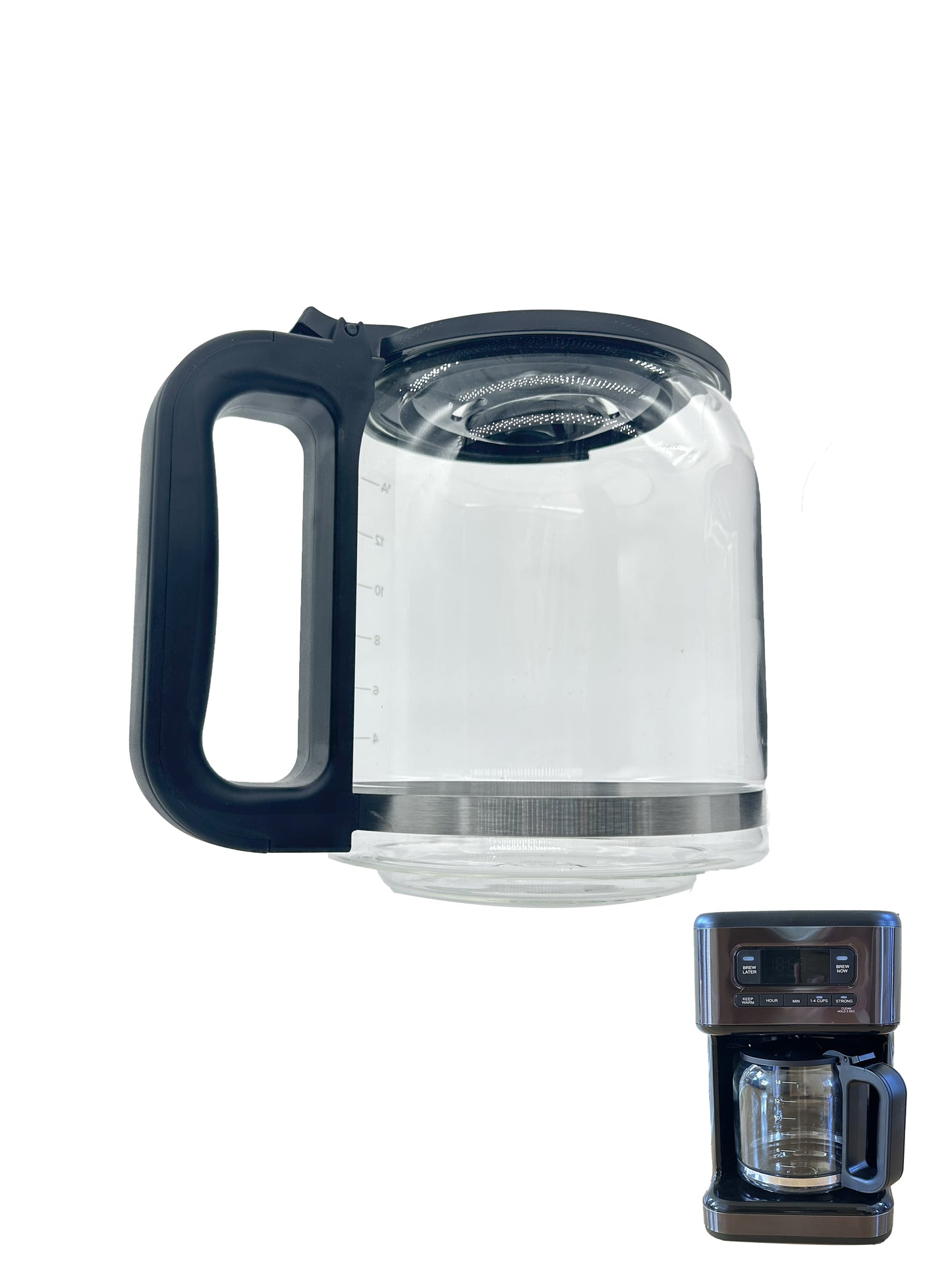 14 cups coffee maker replacement pot, compatible with mr coffee 14 cup coffee maker BVMC-PC14BL2 coffee maker, BPA-Free, Food Safe, Heat-Resistant, black Handle
