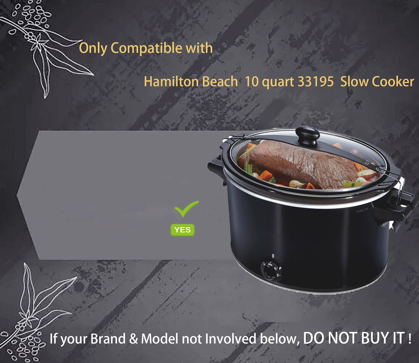 Oval Glass Lid Compatible with Hamilton Beach Slow Cooker (10quart) 33195