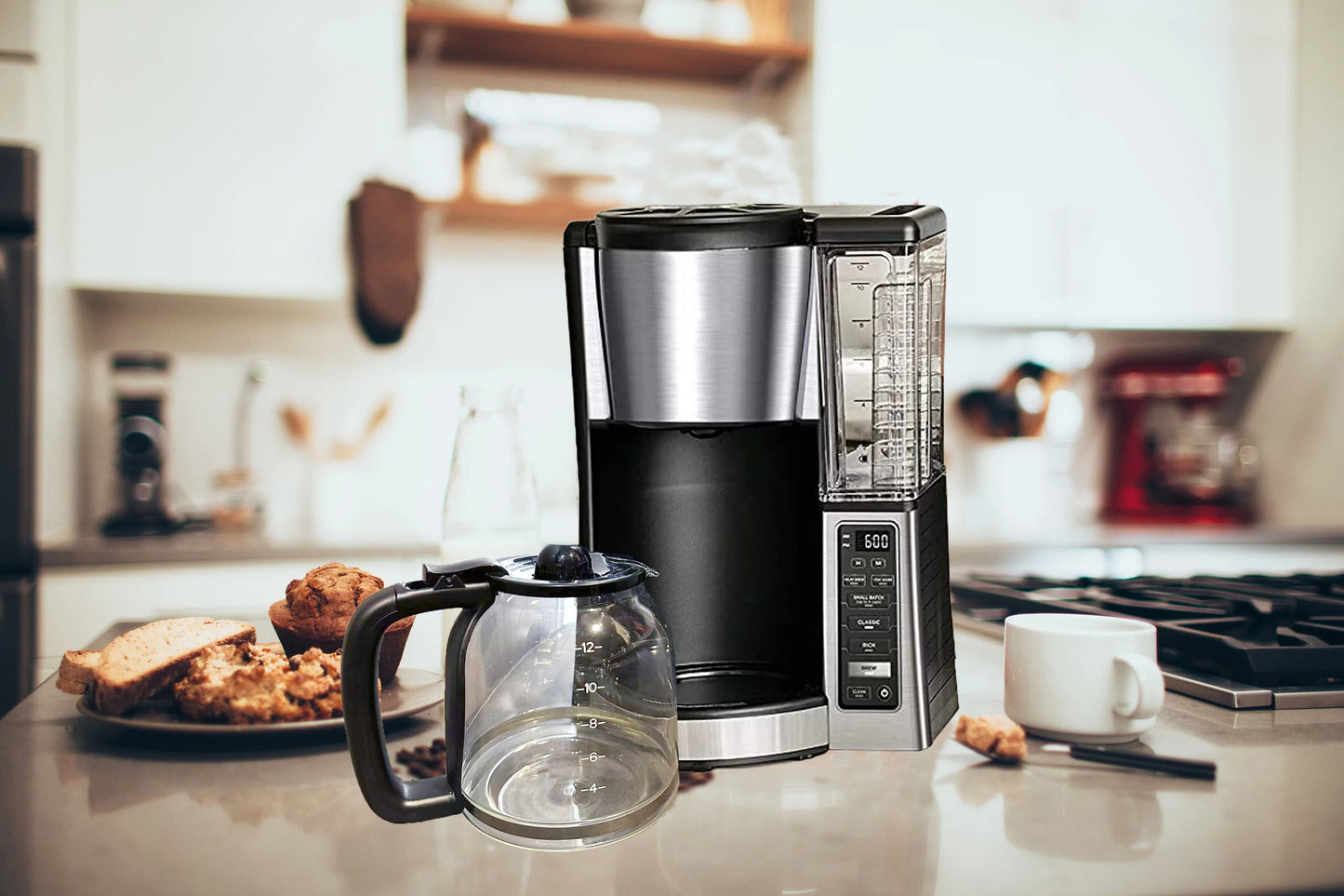 12 Cups Coffee Maker Carafe Replacement for Ninja, Glass, Compatible with Ninja coffee pot CE201, CE251,CE200,CE250