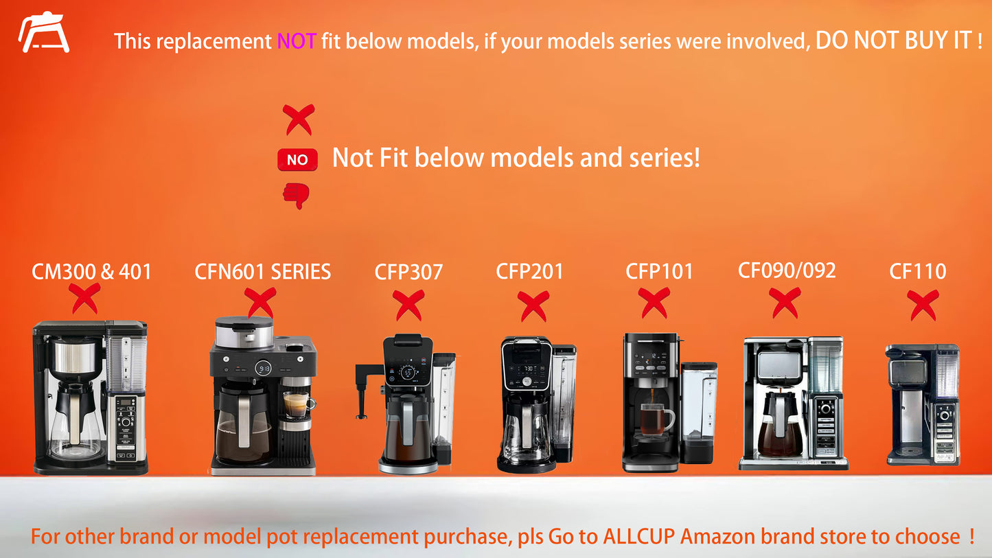 12 Cups Coffee Maker Carafe Replacement for Ninja, Glass, Compatible with Ninja coffee pot CE201, CE251,CE200,CE250