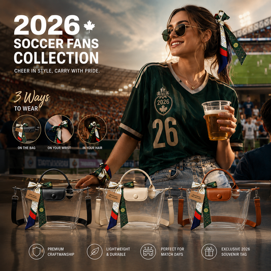 Clear Fashion Stadium Bags with Soccer League Souvenir Scarf for Game Day