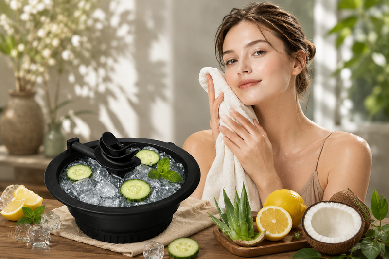 Qvin CryoHydro™ Ice Facial Bowl for cold therapy skincare and facial ice bath routine