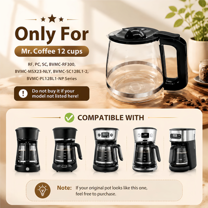 Replacement 12-Cup Coffee Pot for Mr. Coffee RF, LM, PC & SC Series