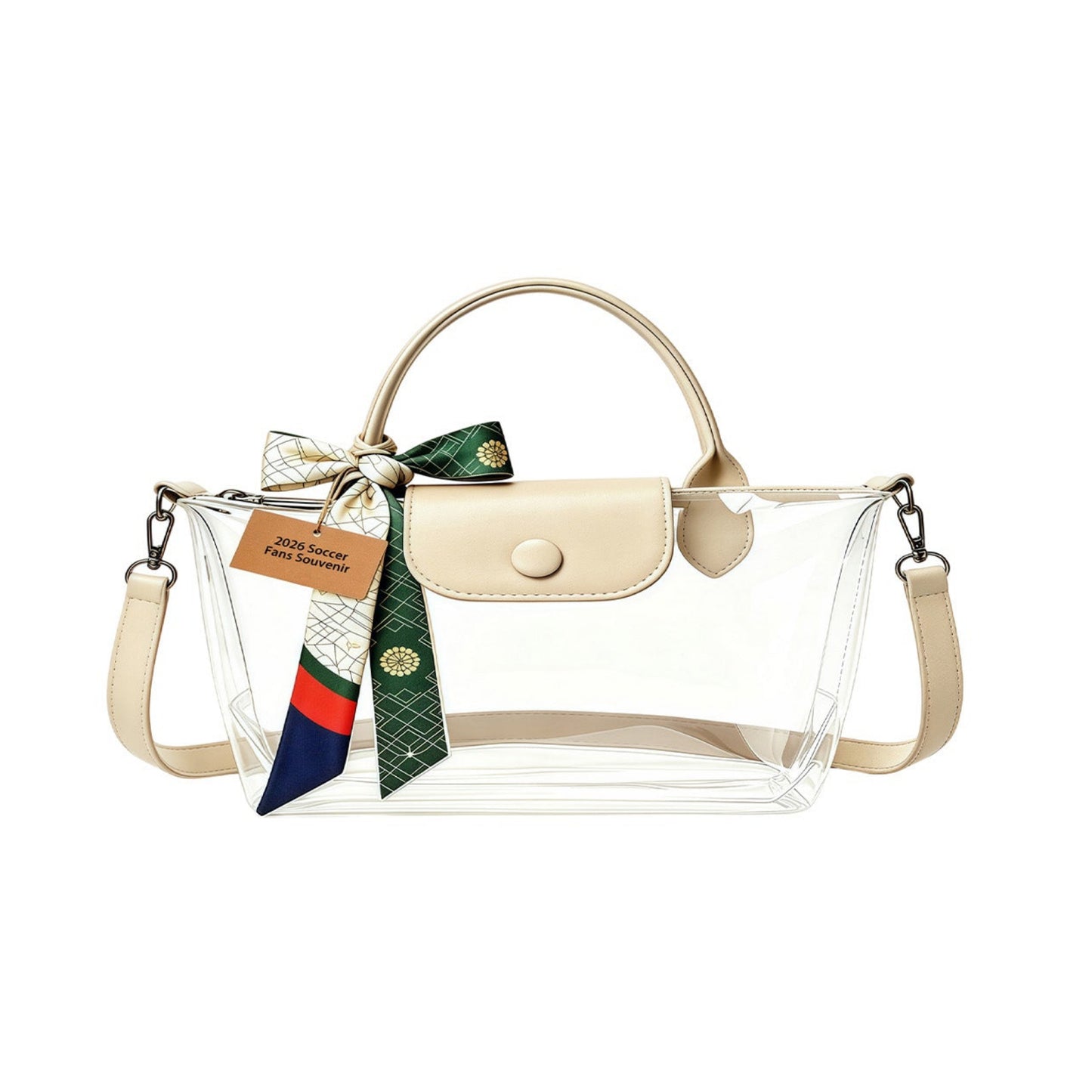Clear PVC Stadium Crossbody Bag with Free 2026 World Cup Commemorative Silk Scarf