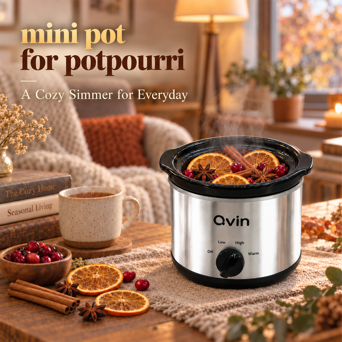 QVIN 0.65 Qt Mini Slow Cooker with Adjustable Temperature Control, 20 oz