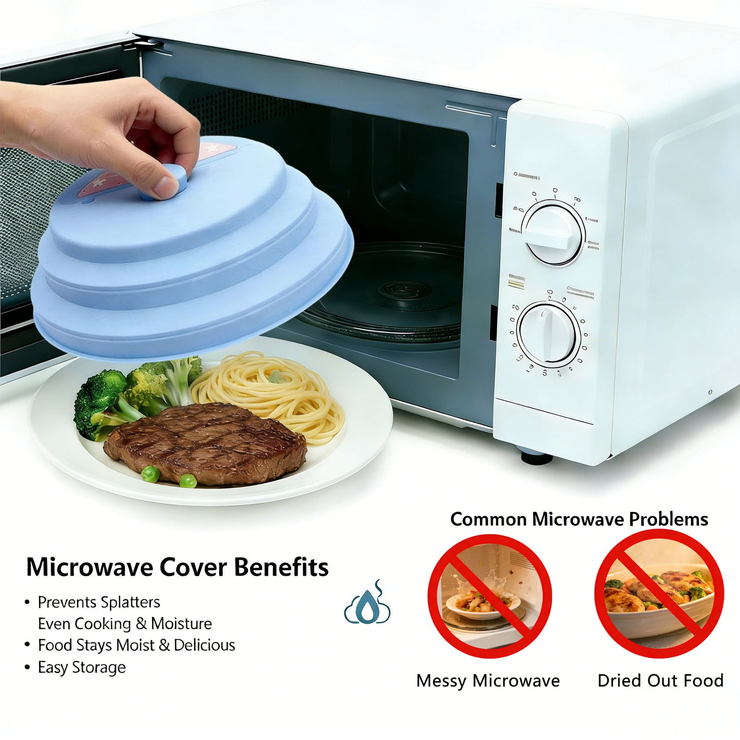 10" Collapsible Silicone Microwave Splatter Cover Blue Pink