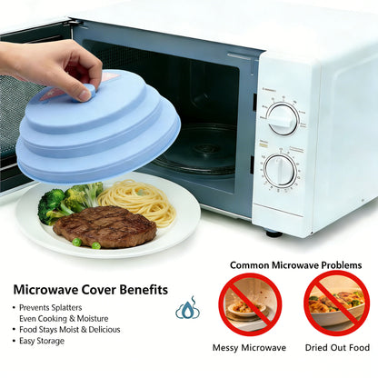 10" Collapsible Silicone Microwave Splatter Cover Blue Pink