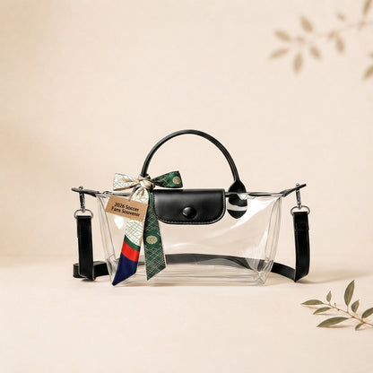 Clear PVC Stadium Crossbody Bag with Free 2026 World Cup Commemorative Silk Scarf