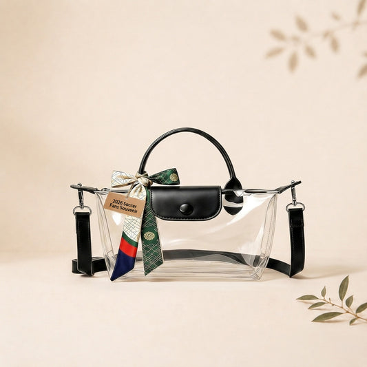 Clear PVC Stadium Crossbody Bag with Free 2026 World Cup Commemorative Silk Scarf