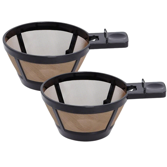 2-Pack Gold Reusable Coffee Filters, Stainless Steel Permanent Basket Replacement for Hamilton Beach 2-Way Brewer 49980A, 49980Z, 49980R, 47650, 49933