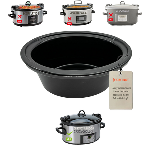 7 Quart Slow Cooker Ceramic Pot Replacement, Insert pot Compatible for Crock Pot 7 Quart Slow Cooker Model: CPSCVTS70LL-S, SCCPVLF710-S, CPSCVC70LL-B-122, see instruction carefully before order
