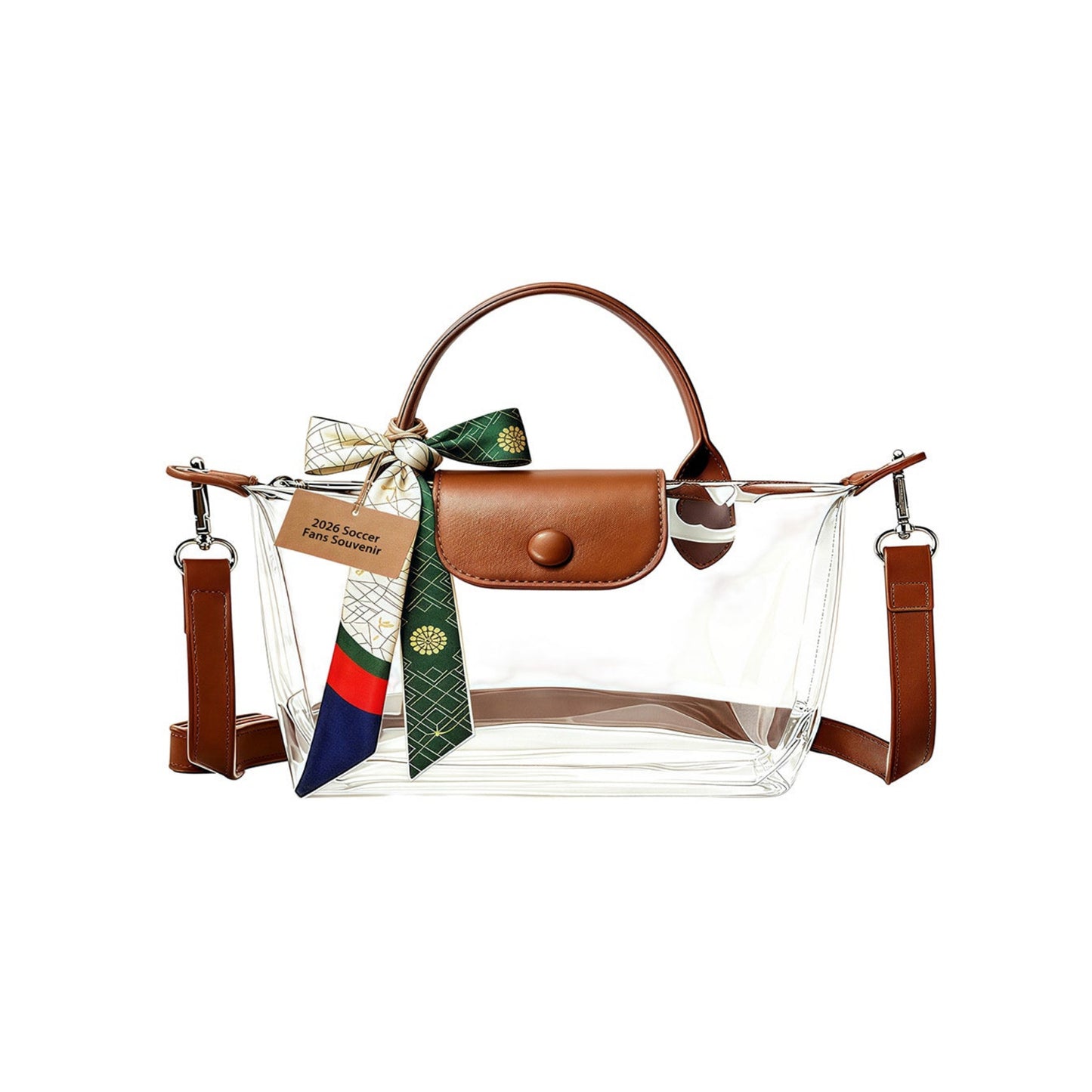 Clear PVC Stadium Crossbody Bag with Free 2026 World Cup Commemorative Silk Scarf