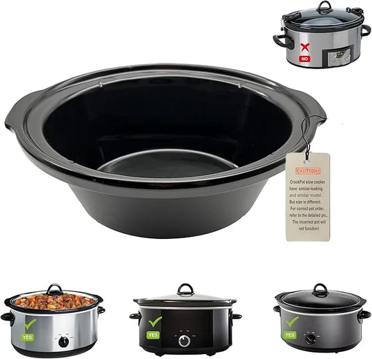 Oval replacment stoneware, Ceramic Pot Compatible for Crock Pot 7 Quarts Slow Cooker SCV700-S-BR,SCV700-KC, SCV700-B3-WM1-BR (7 QUART) slow cooker pot replacement