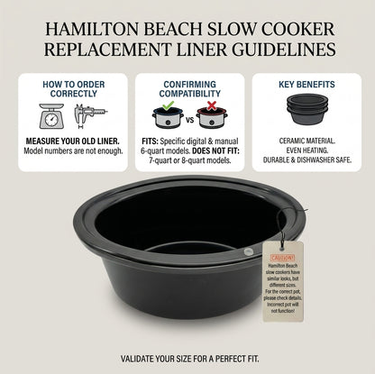 6-Quart Replacement Ceramic Inner Pot for Hamilton Beach Slow Cooker – Models 33969 & 33665