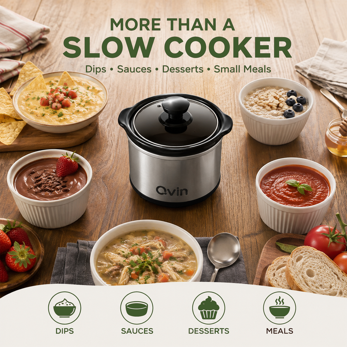 0.65 Quart Mini Crock Pot for Dips, Fondue & Sauce Warming