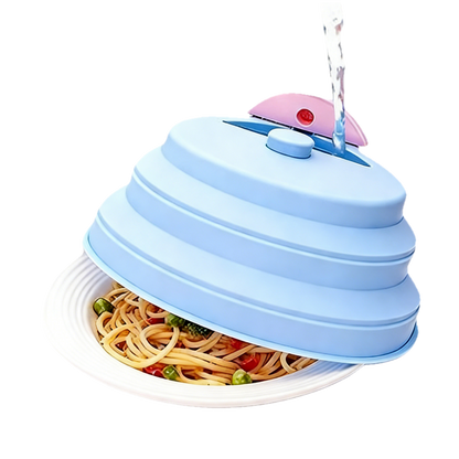 10" Collapsible Silicone Microwave Splatter Cover Blue Pink