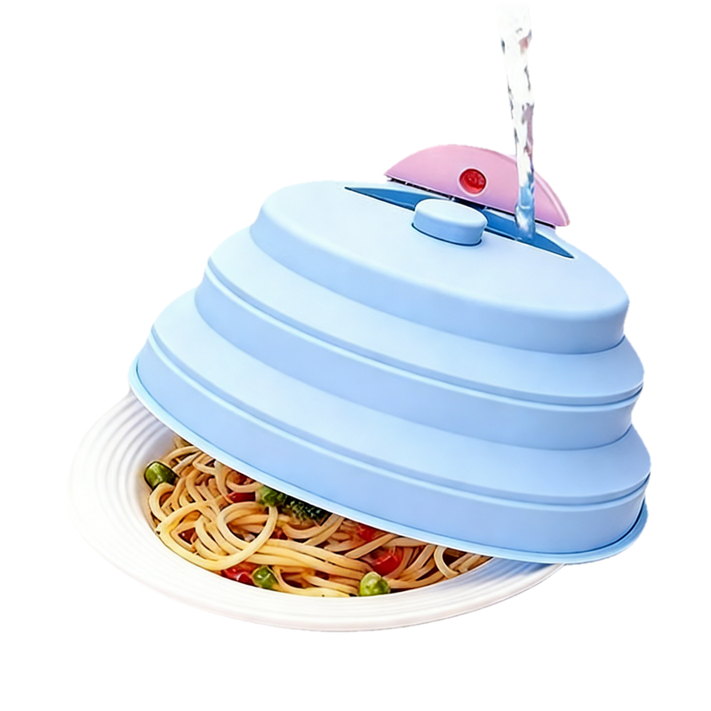 10" Collapsible Silicone Microwave Splatter Cover Blue Pink