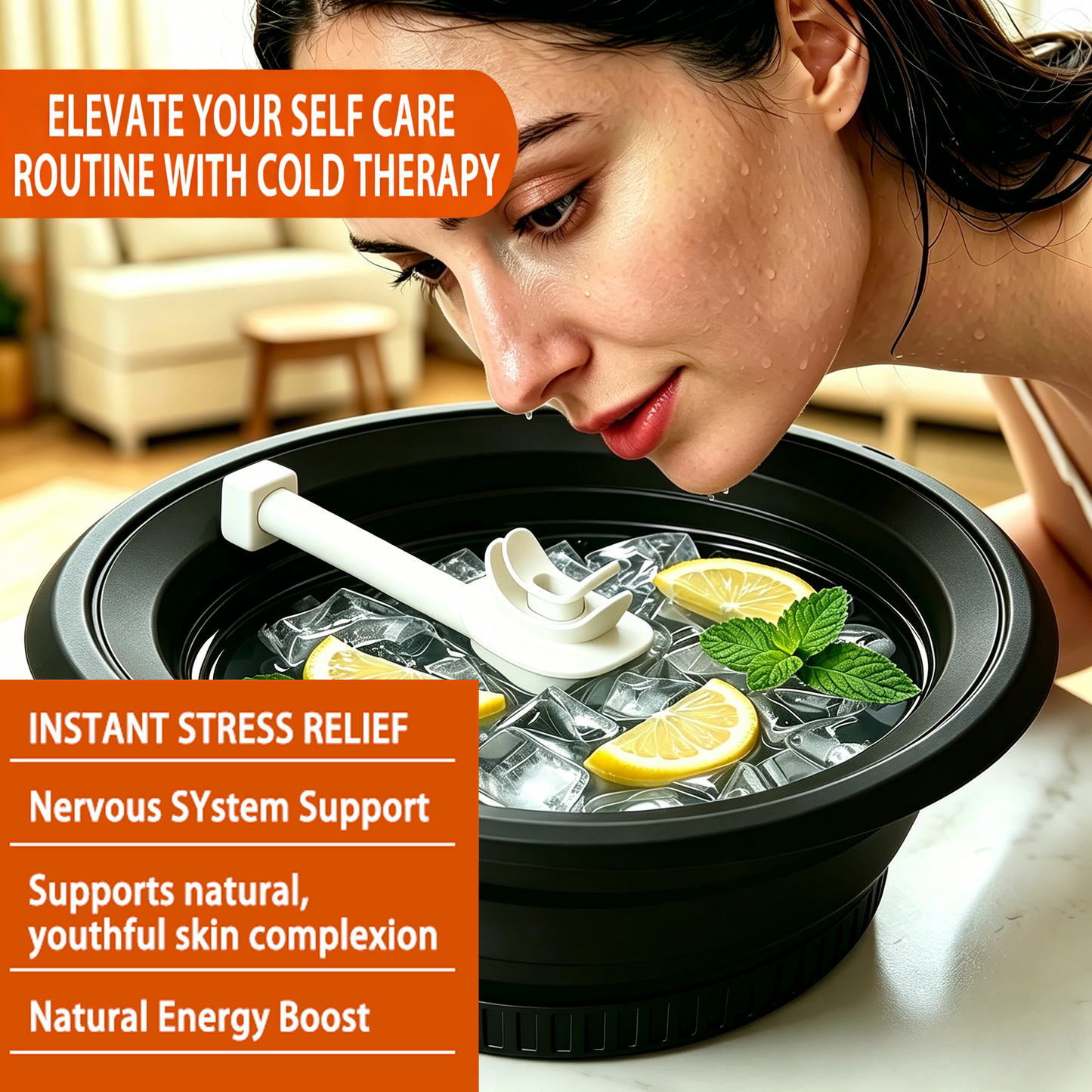 Foldable Facial Ice Bath Bowl with Breathing Tube