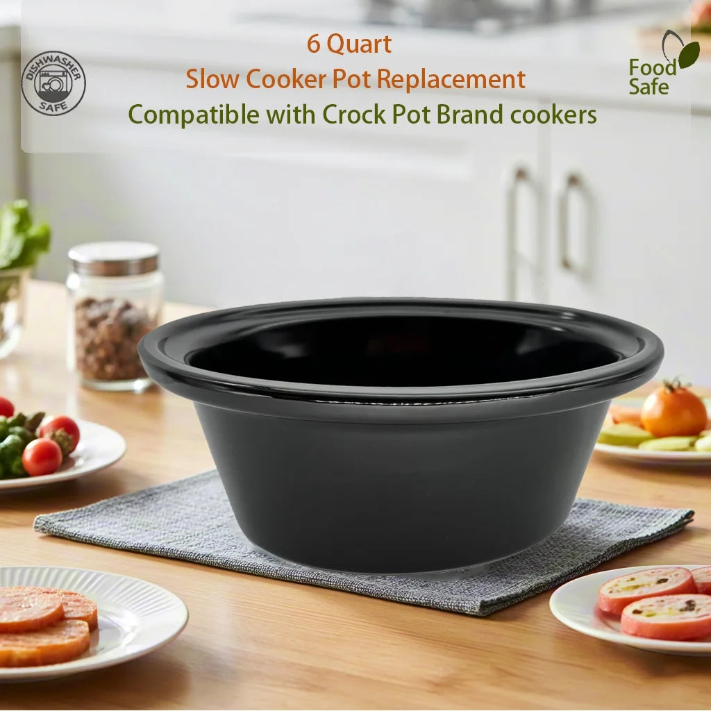 6Qt Oval Ceramic Pot for Crockpot CPSCVO60LL-BP/SCCPVL600-S-BR/CPSCVC60LL-S
