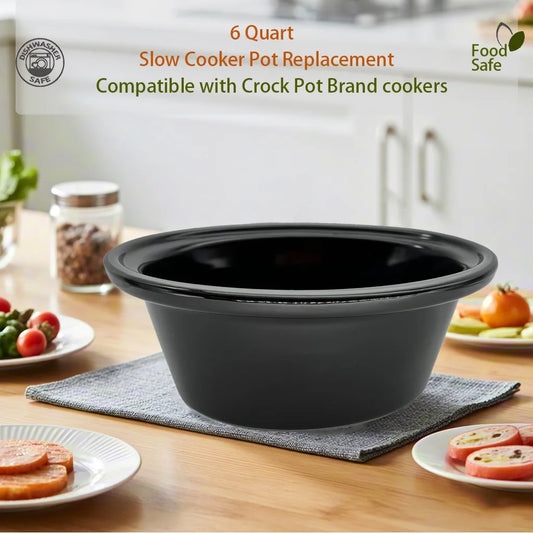 6 Quart oval Slow Cooker Ceramic Pot Replacement, Compatible with Crockpot Replacement Stoneware, Fit Models CPSCVO60LL-BP/SCCPVL600-S-BR/CPSCVC60LL-S,Compatible with crockpot replacement parts
