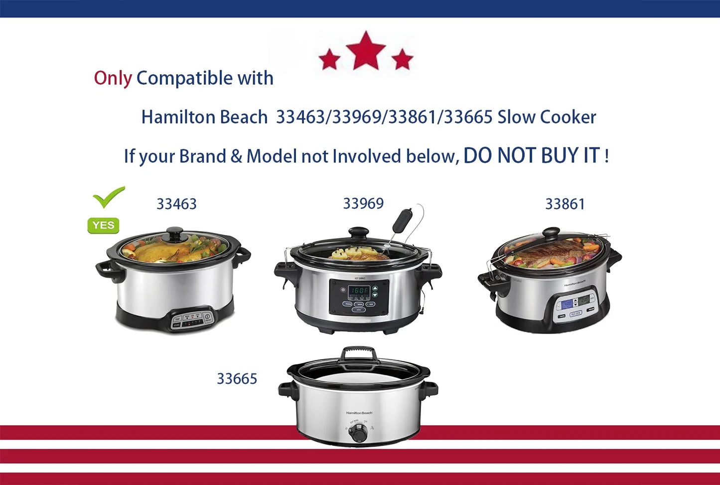 6 Quart Replacement Slow Cooker Ceramic Pot, replacement stoneware, Only Compatible For Hamilton Beach slow cooker replacement parts 33969/33665/33861/33261/33866 (6 quart)