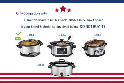 6 Quart Replacement Slow Cooker Ceramic Pot, replacement stoneware, Only Compatible For Hamilton Beach slow cooker replacement parts 33969/33665/33861/33261/33866 (6 quart)