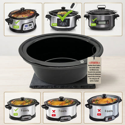 6-Quart Replacement Ceramic Inner Pot for Hamilton Beach Slow Cooker – Models 33969 & 33665