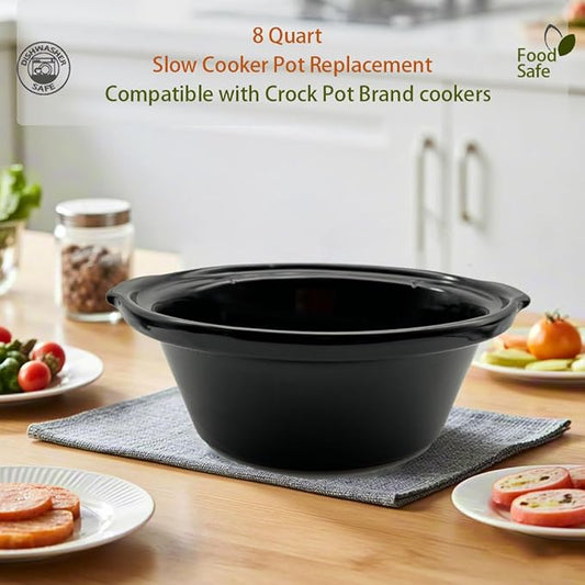 8 Quart Slow Cooker Ceramic Pot Replacement, Compatible with Crockpot Replacement Stoneware, Fit SCCPVFC800,SCV800 Series,Compatible with crockpot replacement parts, Not Fit other brand or models