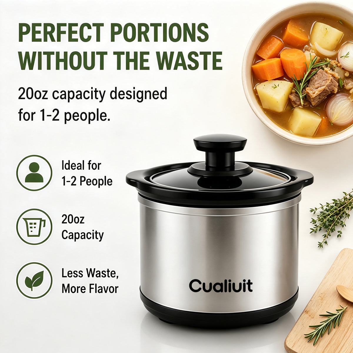 Cualiuit 0.65 Quart Mini Crock Pot for Dips, Fondue & Sauce Warming