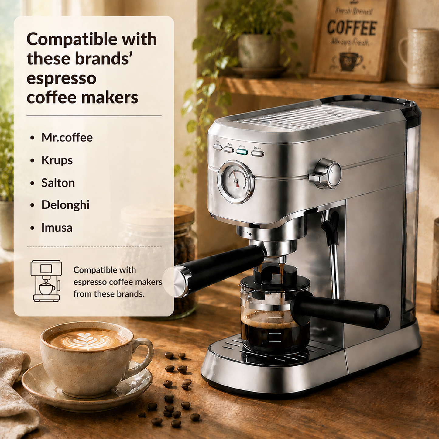 Universal Glass Espresso Replacement Carafe 4 Cup Compatible with Hamilton Beach, Mr.Coffee, Breville, Imusa, Delonghi espresso machine