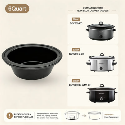 7-Quart Replacement Ceramic Inner Pot for Crock-Pot Slow Cooker – SCV700-S-BR, SCV700-KC & SCV700-B3-WM1-BR