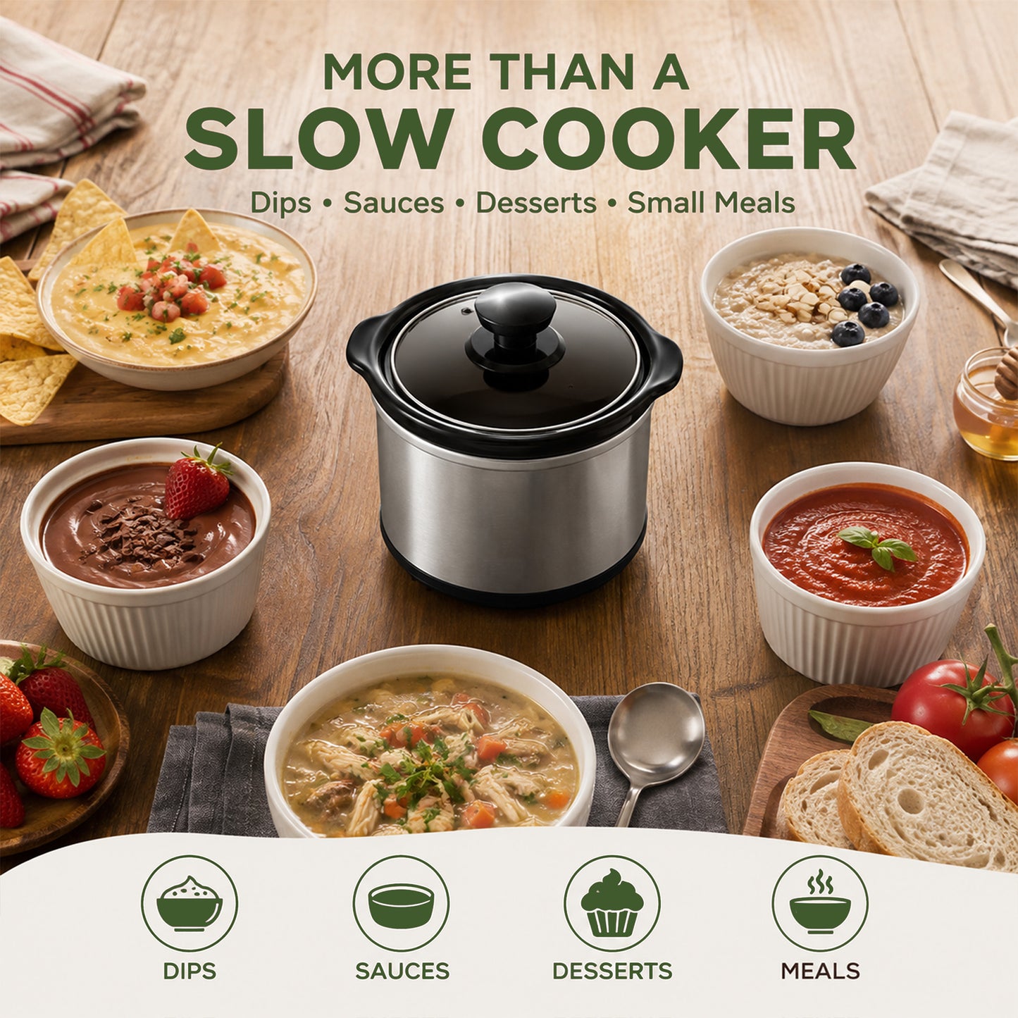 Cualiuit 0.65 Quart Mini Crock Pot for Dips, Fondue & Sauce Warming