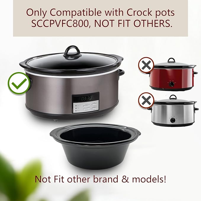 8Qt Slow Cooker Ceramic Pot for Crockpot SCCPVFC800 SCV800