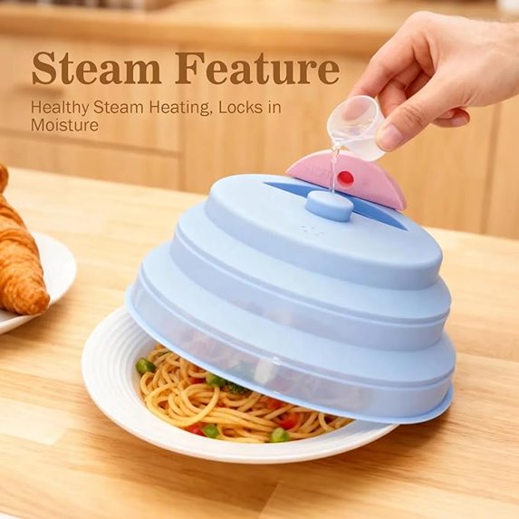 10" Collapsible Silicone Microwave Splatter Cover Blue Pink