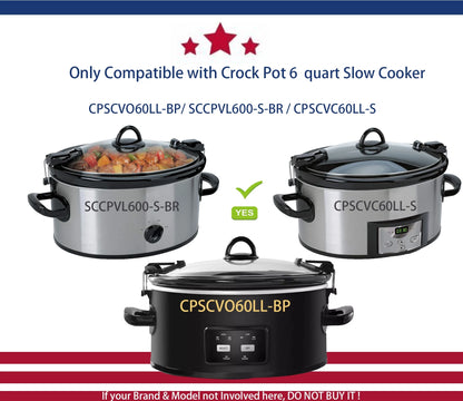 6Qt Oval Ceramic Pot for Crockpot CPSCVO60LL-BP/SCCPVL600-S-BR/CPSCVC60LL-S