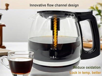 Coffee Make Replacement 12-CUP Glass Pot, Fit With Kitchenaid KCM1209/08 Cuisinart DCC 1220BKS, Capresso SG300, Gourmia GCM3260, Krups Essential