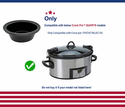 Oval Ceramic Slow Cooker Pot Replacement for Crockpot CPSCVC7OLLEC-DS & CPSCVC60LL-S
