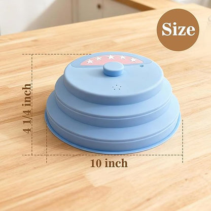 10" Collapsible Silicone Microwave Splatter Cover Blue Pink