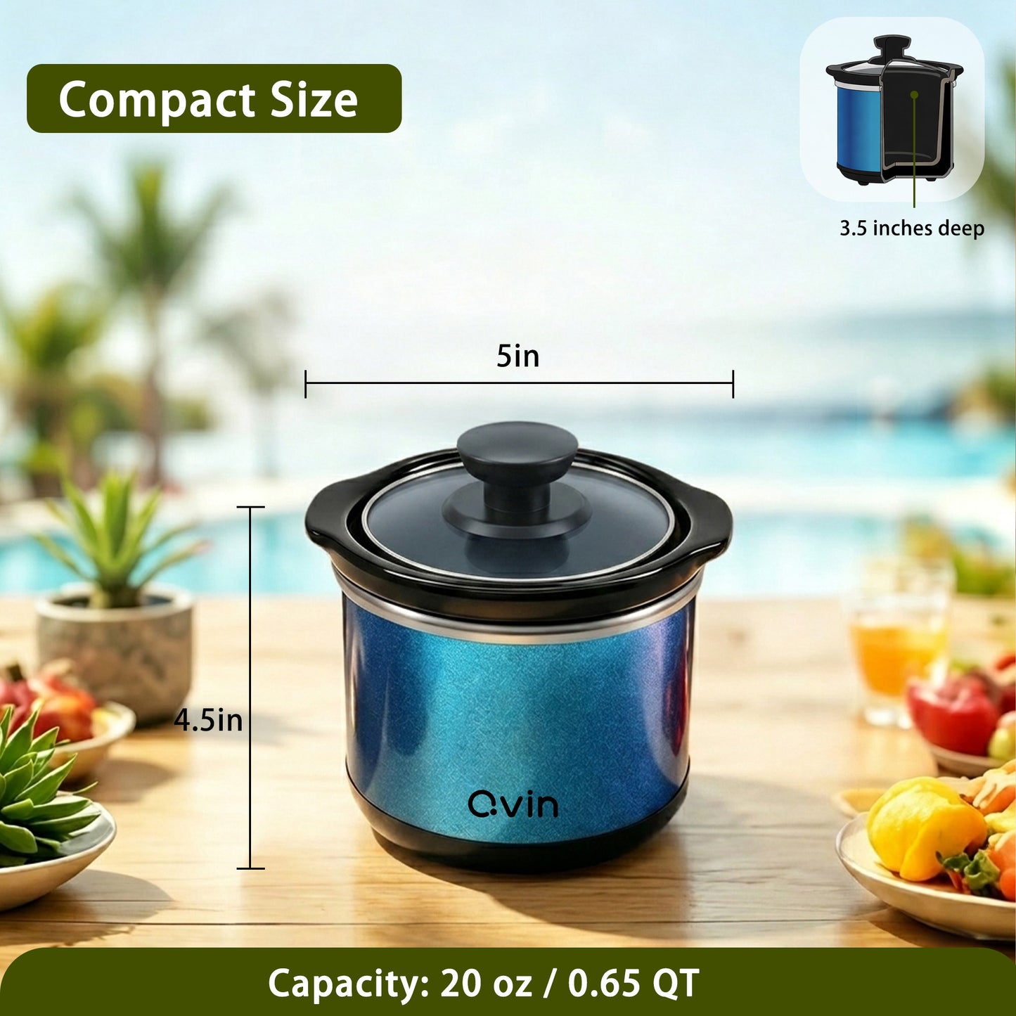 0.65-qt mini Round Slow Cooker(New  Sapphire)