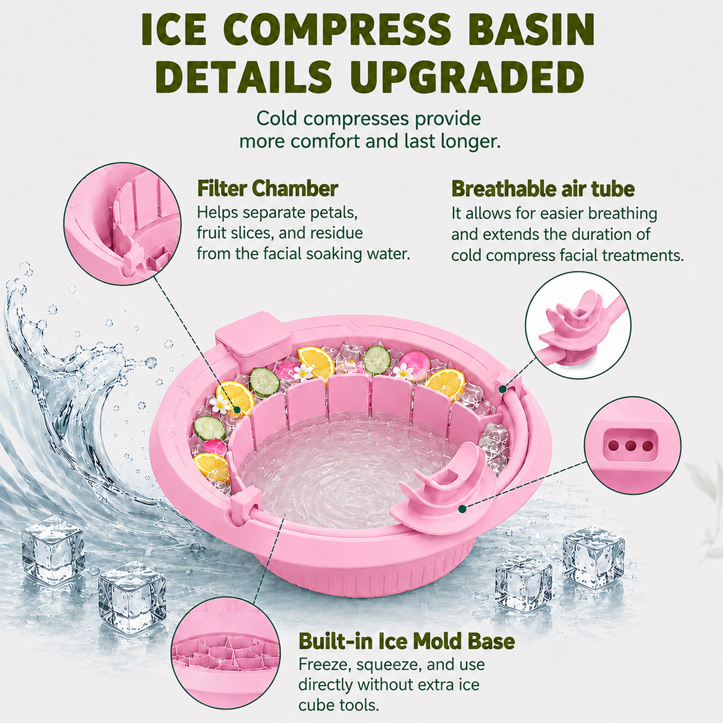 CryoHydro 3.0 Premium Ice Face Therapy Bowl – Inversion Cold Plunge Basin with Flexible Breathing Tube