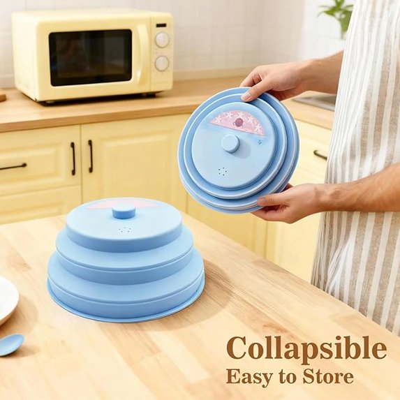 10" Collapsible Silicone Microwave Splatter Cover Blue Pink