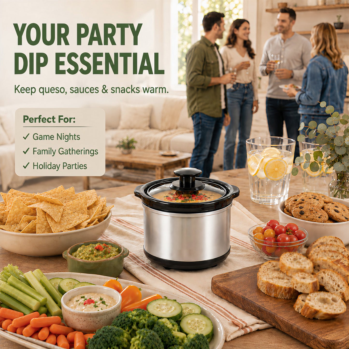 Cualiuit 0.65 Quart Mini Crock Pot for Dips, Fondue & Sauce Warming
