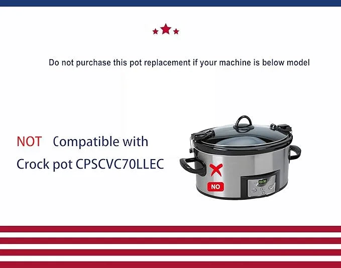 7 quart slow cooker ceramic pot replacement, Compatible with Black Decker 7qt SC4007D