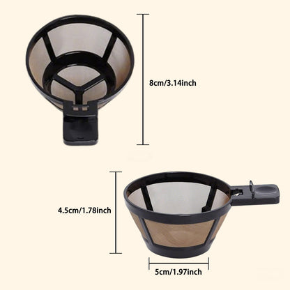 2-Pack Gold Reusable Coffee Filters, Stainless Steel Permanent Basket Replacement for Hamilton Beach 2-Way Brewer 49980A, 49980Z, 49980R, 47650, 49933